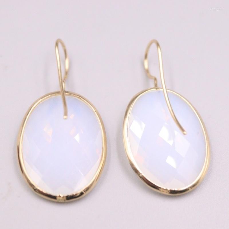 

Dangle Earrings Real Silver 925 Round Oval Crystal For Women Female Girl Yellow Gold