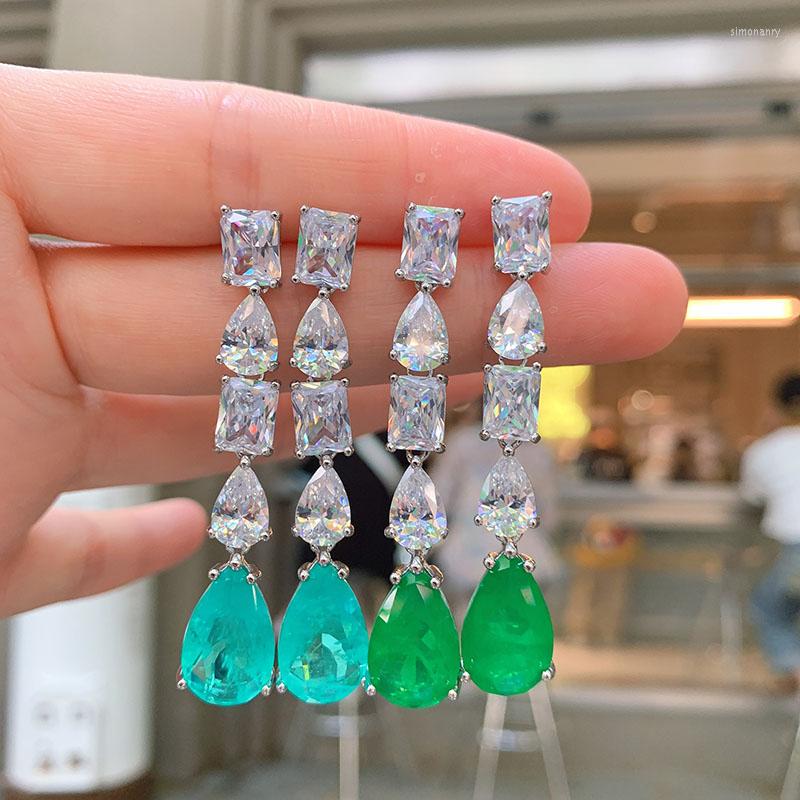 

Dangle Earrings Funmode Green Water Drop Blue Cubic Zircon For Women Aretes De Mujer Modernos Wholesale FE312
