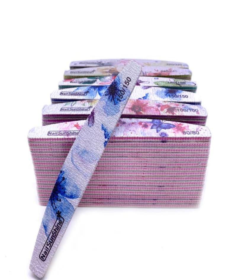 

50pc Nail File Strong Sandpaper Washable Nail Buffer Block 80100150180240320 Grit Lime a ongle Manicure File Flower Printed2248167