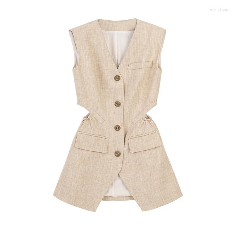 

Women' Tracksuits High Waist Short Sets Korean Office Lady Pant Suits Elegant Fashion Streetwear Two Piece Set Women Sleeveless Blazer Vest, Beige