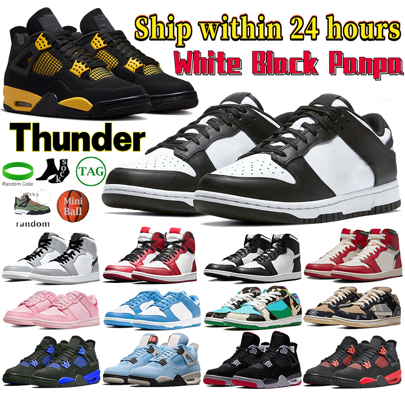 

Jumpman 1s 4s Basketball Shoes Men Women White Black Panda Pine Green Thunder OG Lucky Green Chicago Lost And Found womens Sport Sneakers Designer Mens Trainer, Red