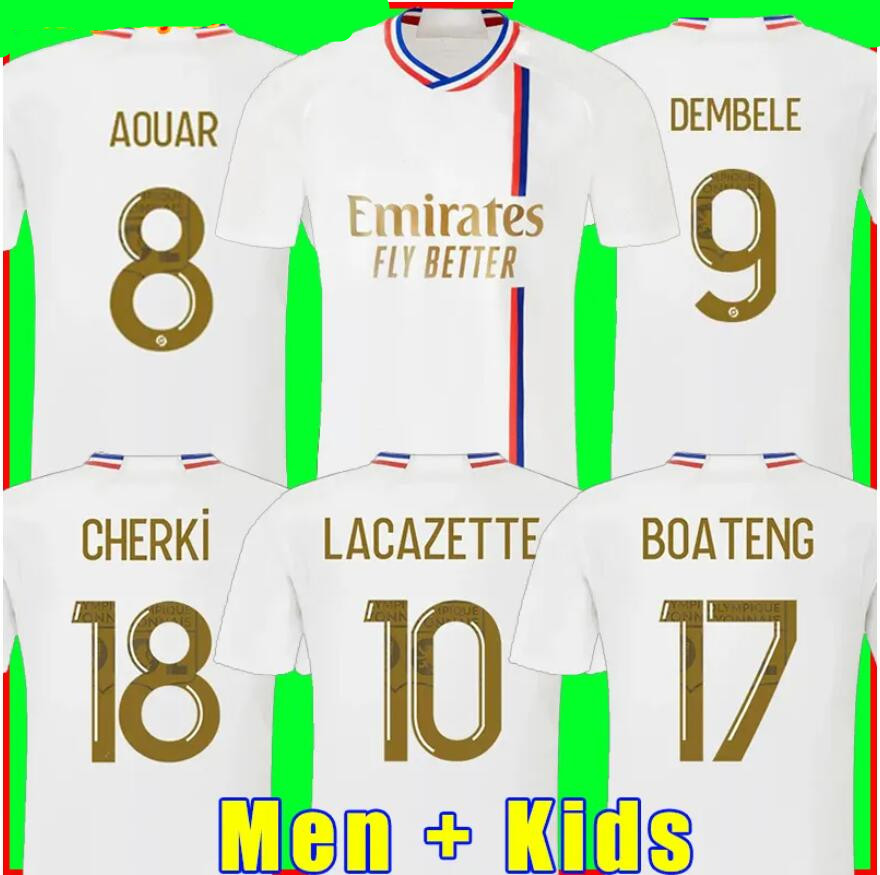 

23 24 lyon soccer jerseys Maillot de foot CAQUERET OL 2023 2024 home football shirt AOUAR BARCOLA CASTELLO JR CHERKI BOATENG DEMBELE GUSTO men kids kit equipment, White