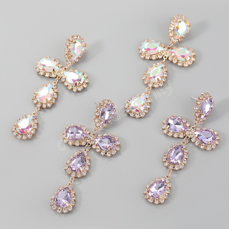 

Fashion Metal Glass Rhinestone Cross Earrings Women's Creative Dangle Earrings Party Accessories
