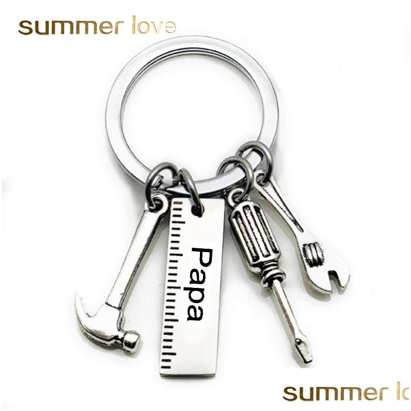 

Key Rings Dad Keychain With Engraved Tools - Stainless Steel Gift For Fathers Day Papa Grandpa Creative Jewelry Accessory Drop Delive Dh0Rm