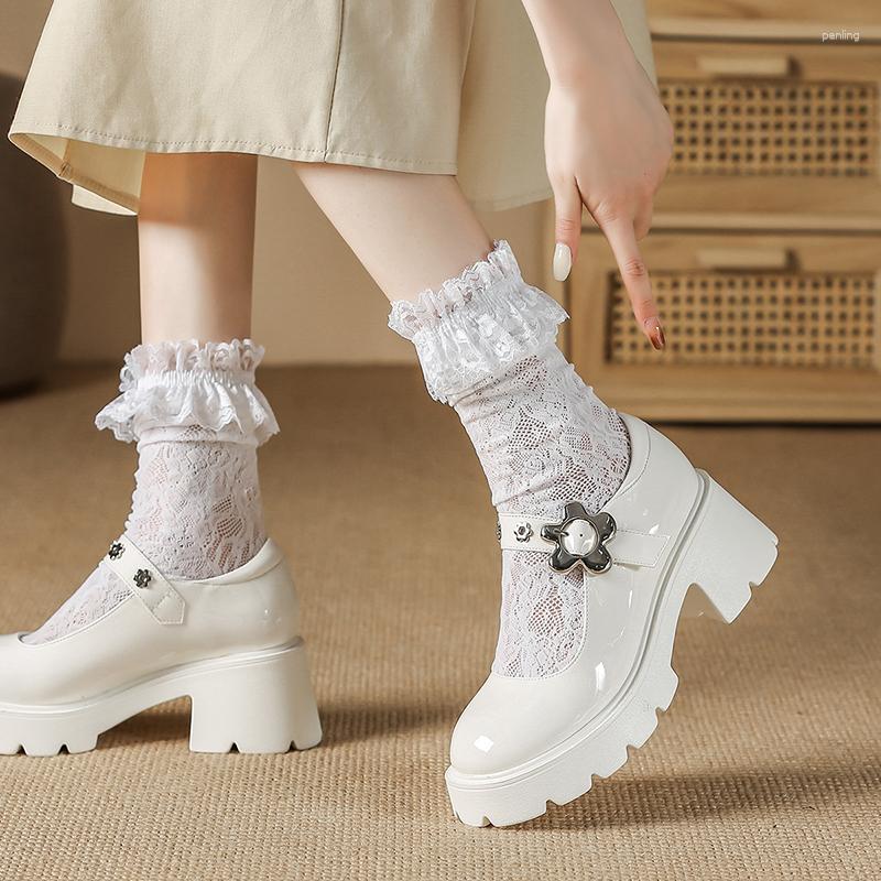 

Dress Shoes Mary Jane Women Japanese Lolita Platform White Round Toe Low Heel Vintage Pumps Buckle Strap College Student