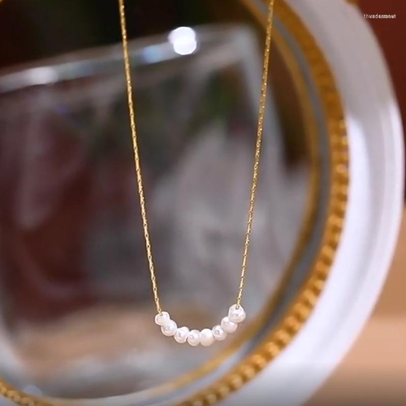 

Chains Freshwater Pearl Necklace For Women Girls Simple Fashion Trendy Elegant Stainless Steel Vintage Clavicle Chain Necklaces Gifts