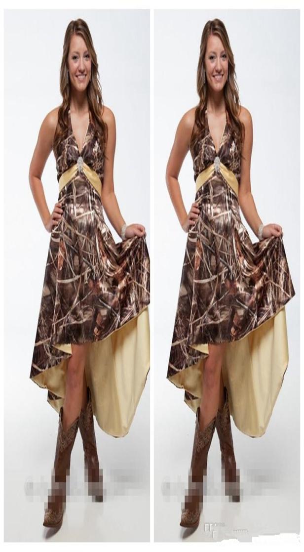 

Halter Bulrush Camo High Low Camouflage Bridesmaids Dresses Custom Real Tree Short Plus Size Formal Honor Of Maid Dresses Guest8746156
