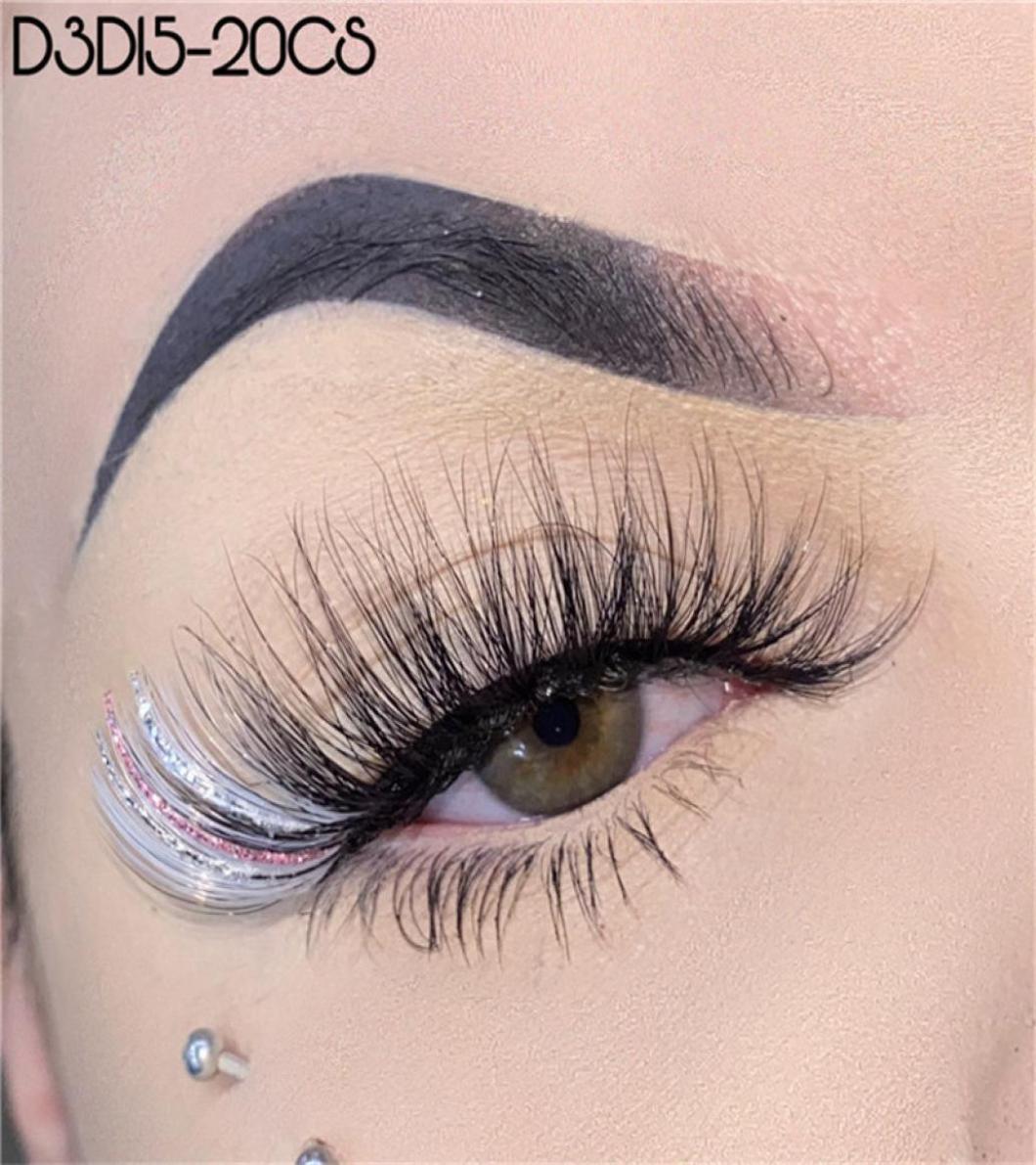 

20mm Glitter Colored Eyelashes Wispy Fluffy Faux 3D Mink Lash highlighter brush Makeup6890148