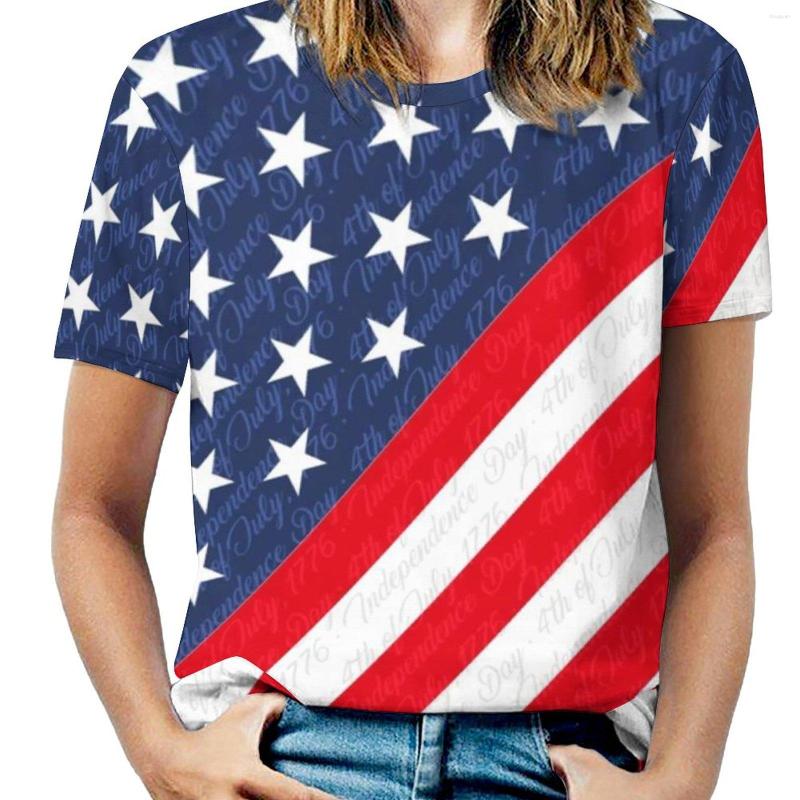 

Women' T Shirts Star Flag Pirnt Shirt USA 4th Of July Independence Day Modern O Neck Short-Sleeve Print Tshirt Woman Casual Clothes, Style-1