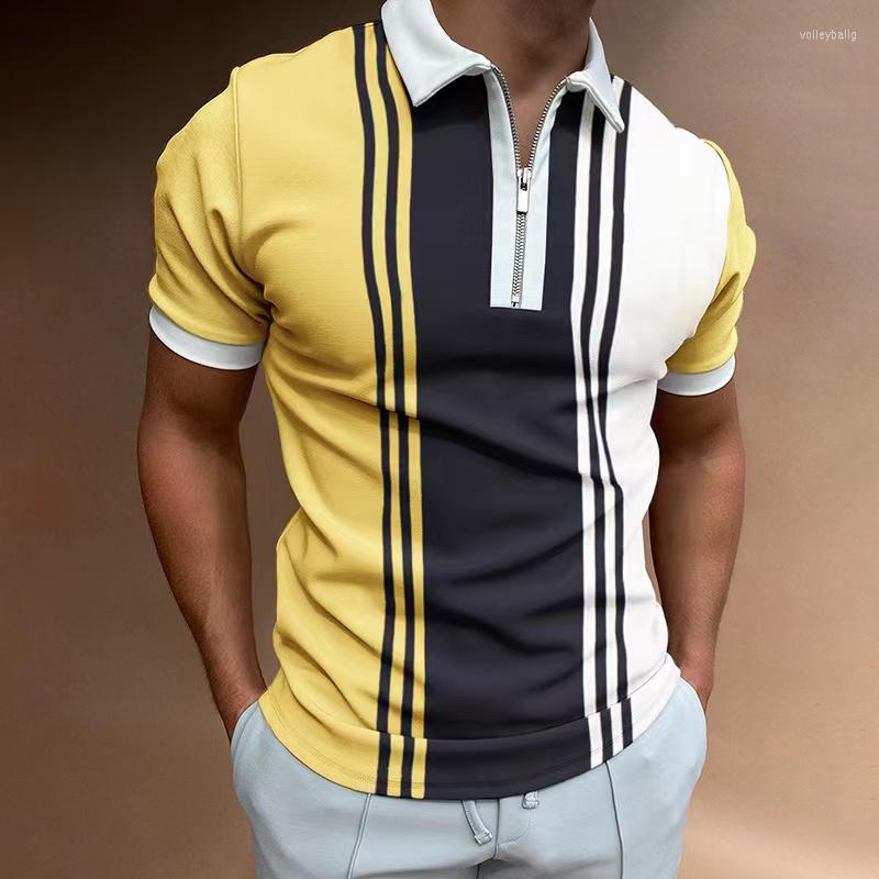 

Men's Polos Super Cool Men's POLO Lapel Summer Regular Casual Short Khaki Stripes Sleeve Everyday T-shirt, Orange