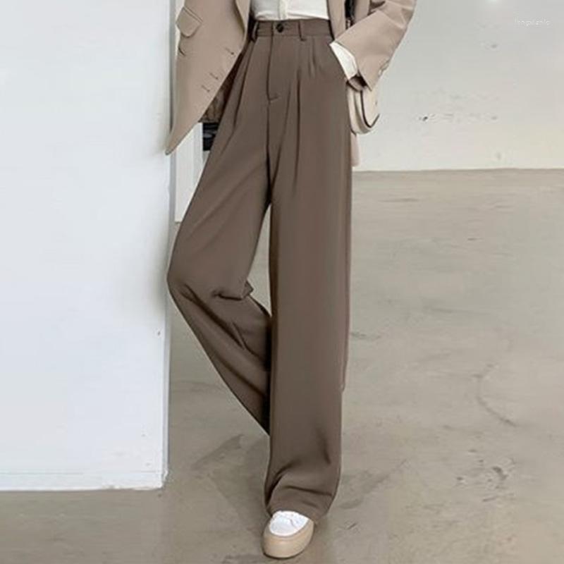 

Women's Pants Fashion Spring Summer Women's Wide Leg Loose High Waist Casual Trousers Female Korean Style Solid Color Straight, White