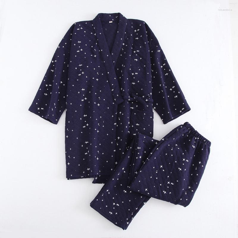 

Men's Sleepwear Men's Pajamas For Men 2023 Thick Autumn Winter Cotton Pyjamas Kimono Pajama Sets Quality Home Clothes Room Pijama, Solid mingblue