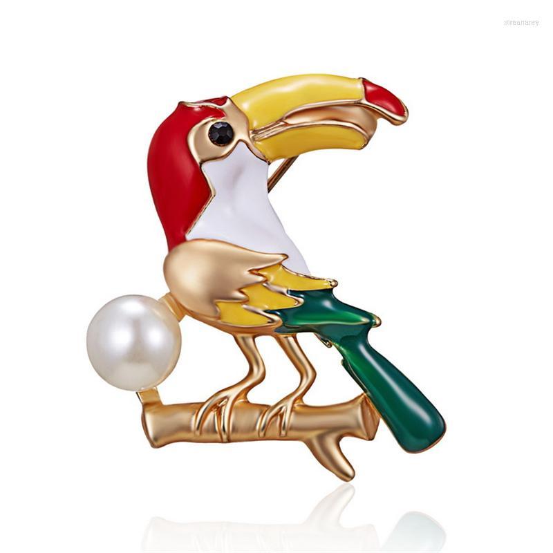 

Brooches Elegant Cute Parrot For Women Enamel Pin Animal Bird Color Brooch Pearl Men Clothing Badge Jewelry Gift Arrival