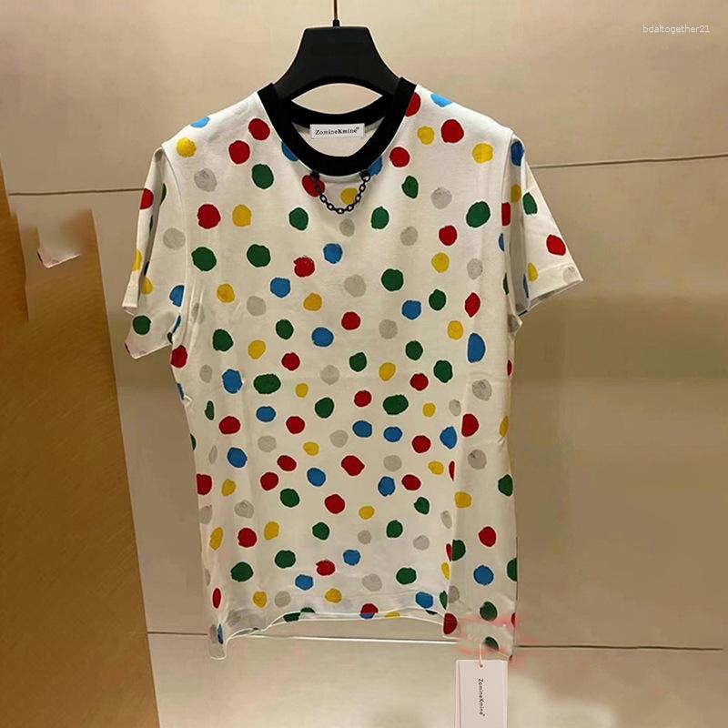 

Women's T Shirts Summer Fashion Color Polka Dot Print Short-sleeved T-shirt 2023y2k Cotton Slim And Versatile Round Neck Ladies Tops, White