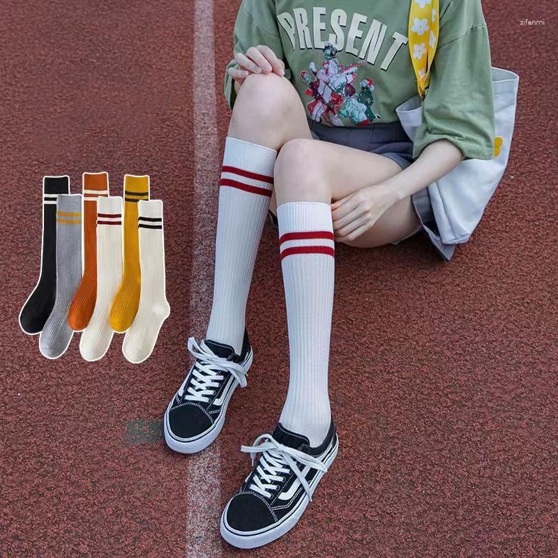 

Women Socks 1PC Kawaii Japanese Style Stockings High Tube Ladies' Stocking For School Students Cotton Comfirtable Strip