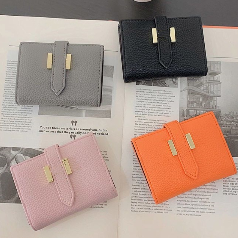 

2023 New Designer H Wallet Men's and Women's Genuine Leather Handheld Card Bag Available in Four Colors Short Mini purse, Grey