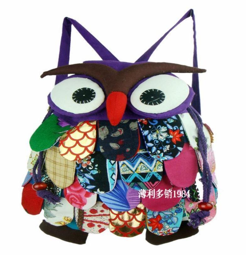 

Cute Girls Boys Small Animal Owl Backpack Kids Cotton High quality Child Bag 5pcslot6358923, Green