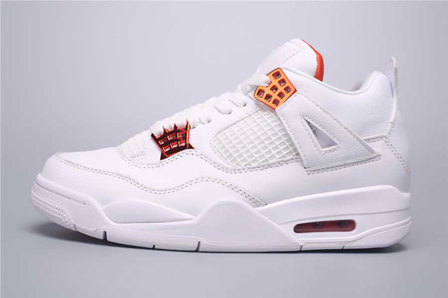 

New Release Basketball Shoes Mens Jumpman 4S OG White Metallic Orange Outdoor Sneaker trainers Jumpman IV Designer Sports Sneakers Size US5.5-13 With Shoebox