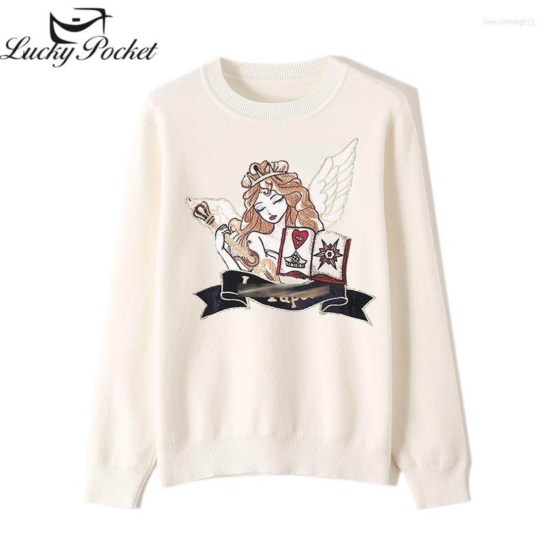 

Women' Sweaters Women Spirng Autumn Fashion Loose Solid Color Knitted Top Ladies Letter Embroiery O-Neck Casual Long Sleeve Pullovers QL148, Black