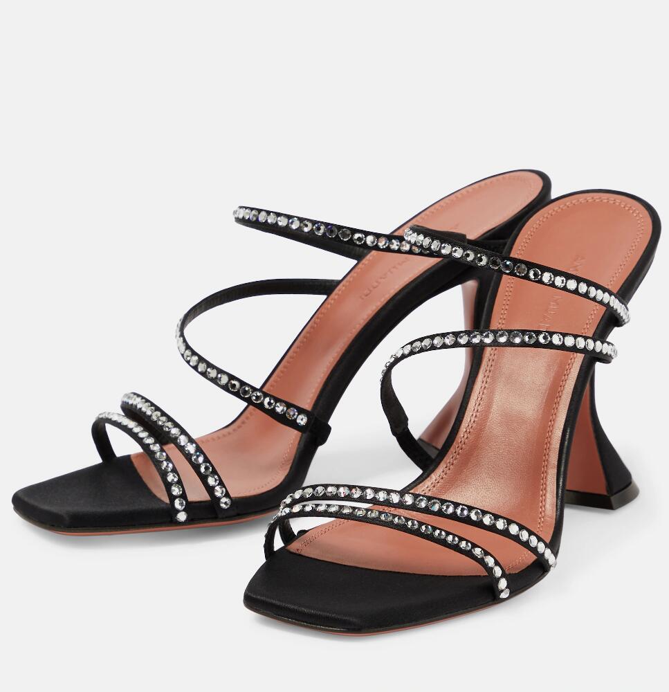 

Summer Luxury Amina Muaddi Naima Sandals Shoes Women Crystals embellished Strappy Satin Martini Heel Party Dress Wedding Lady Sandalias EU35-42,With Box