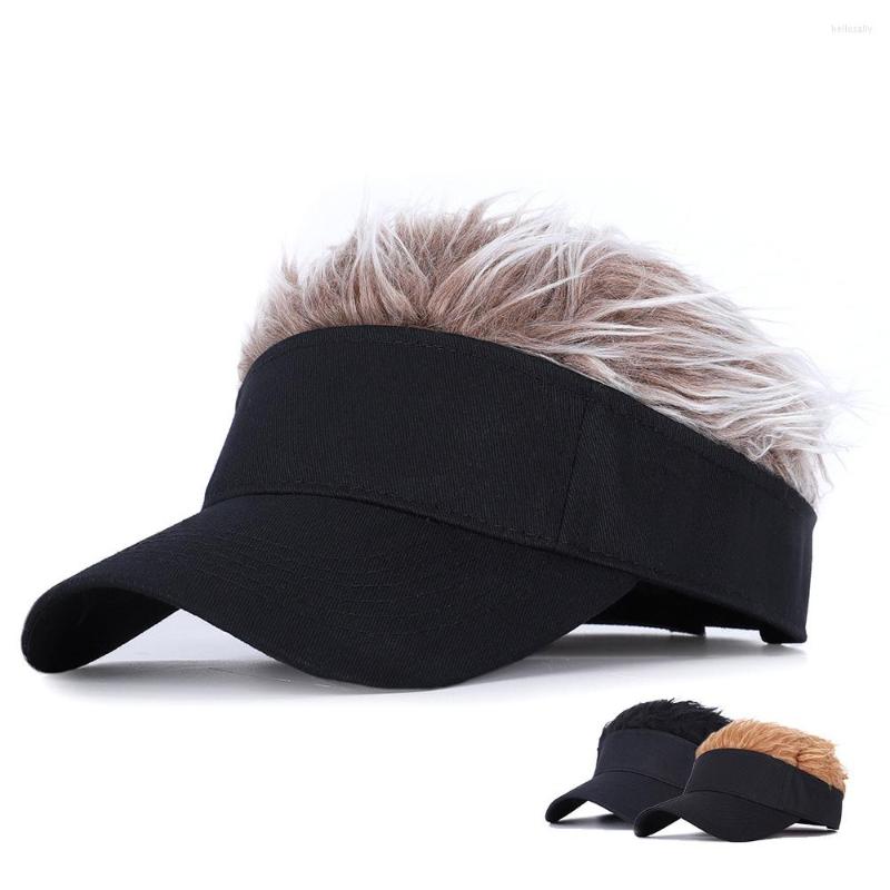 

Ball Caps Men Women Casual Concise Sunshade Adjustable Sun Visor Baseball Cap With Spiked Hairs Wig Hat Fake Hair, Black