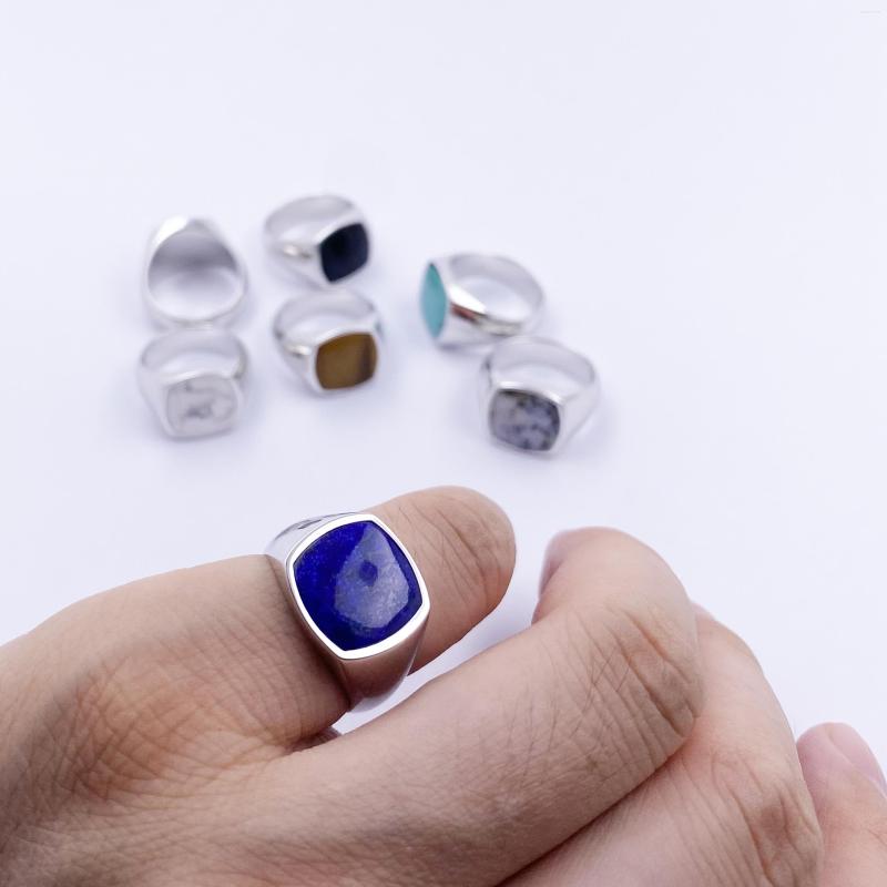 

Cluster Rings Sterling Silver Lapis Lazuli Gemstone Pinkie Signet Ring
