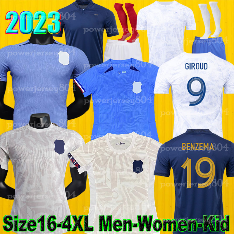 

2023 World Cup French Soccer Jersey Football shirts frances shirt 2022 hommes enfants Men kids socks player jersey 3XL 4XL plus size BENZEMA MBAPPE jersey, Away player