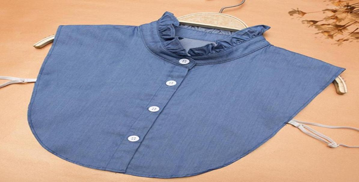

Bow Ties Ladies Cotton Shirt Detachable Collars For Womens Blue Stand Fake White Girls Blouse Tops Decorative Clothese Accessory3299124