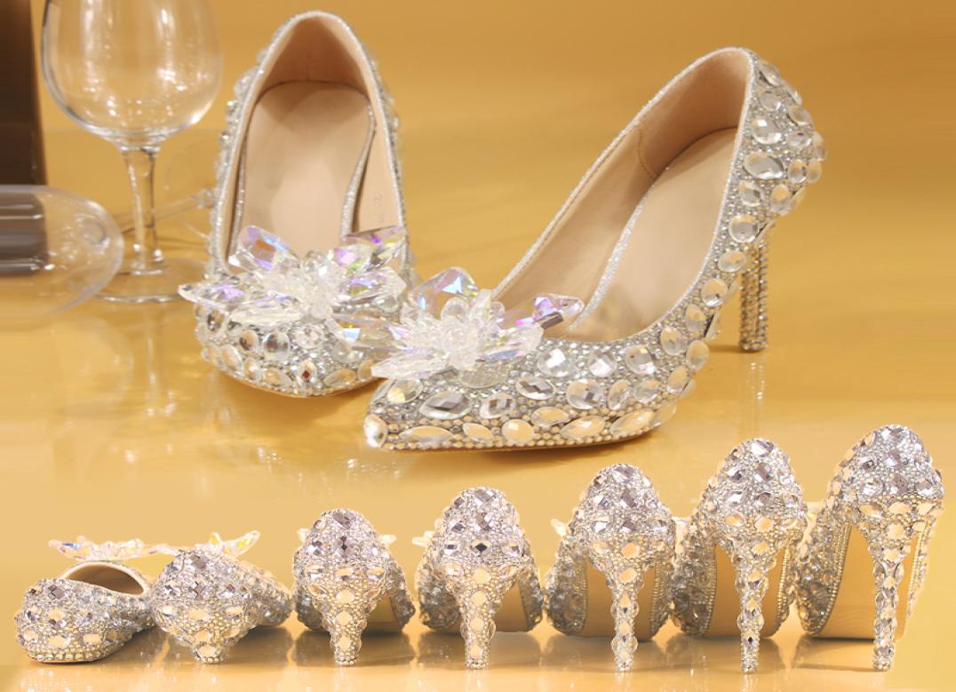 

Handmade Sparkly Pointed Toe Diamond Sequined Wedding Dress Shoes Pumps Stiletto Heel Party Pageant Bridal Shoes Evening Prom Gues5981158, Red