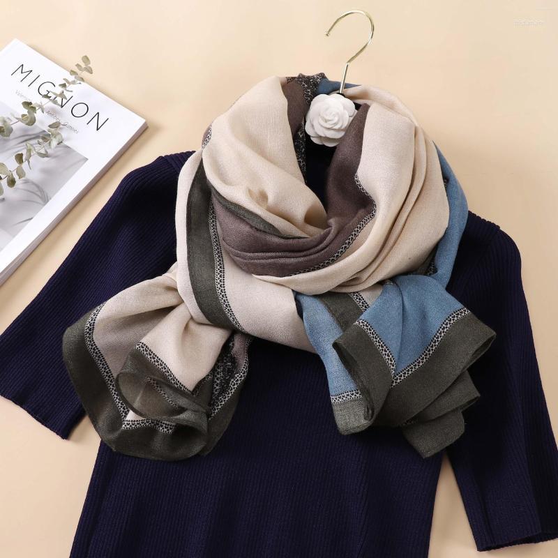 

Scarves 2023 Winter Scarf Women Cotton Linen Stitching Shawls Lady Wraps Design Print Thick Blanket Warm Bufanda Echarpe