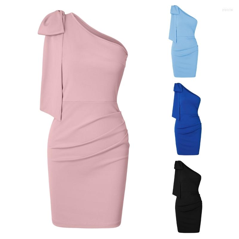 

Casual Dresses 50JB Women Summer Outfits Bandage One Shoulder Off Sexy Bodycon For, Black