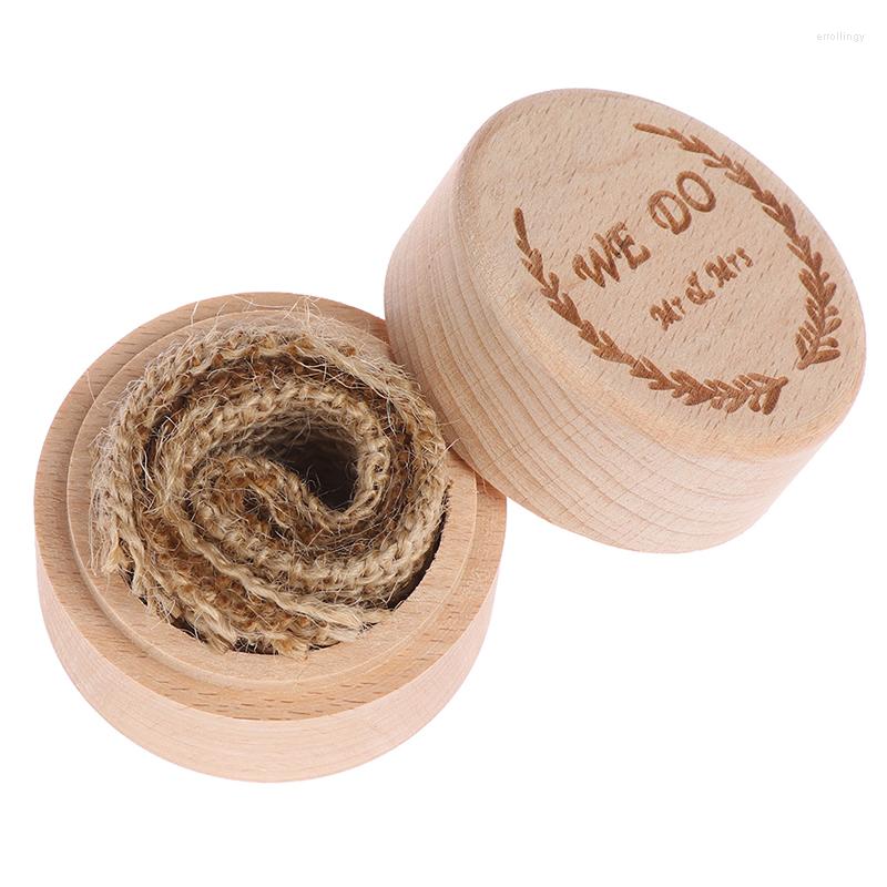 

Jewelry Pouches 1Pcs Wedding Ring Box Engagement Bearer Wooden Decorative Rustic Decor