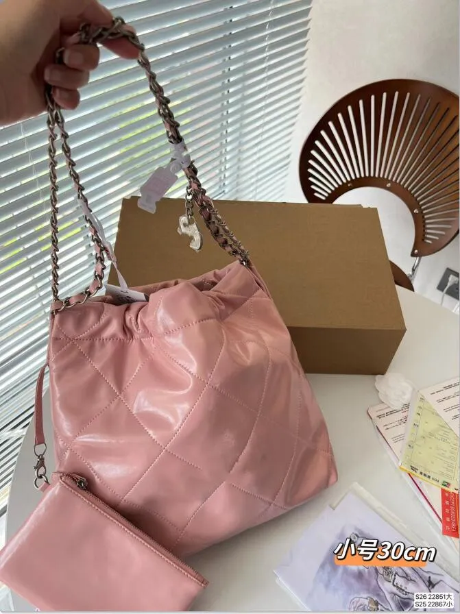 

2023 New shopping bag Designers pink one shoulder bag Fashion leather handbag Luxurys tote womens Wallets trash bag