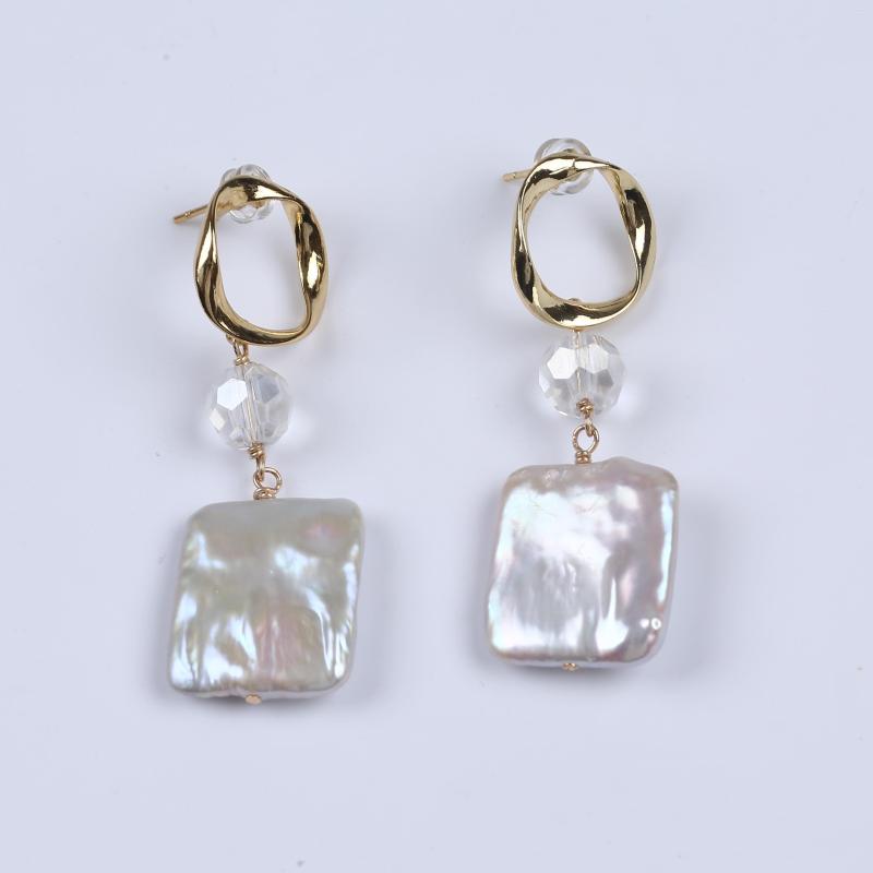 

Dangle Earrings Fashion Design Pearl Vintage Metal Brass Large Pendant Freshwater Earring