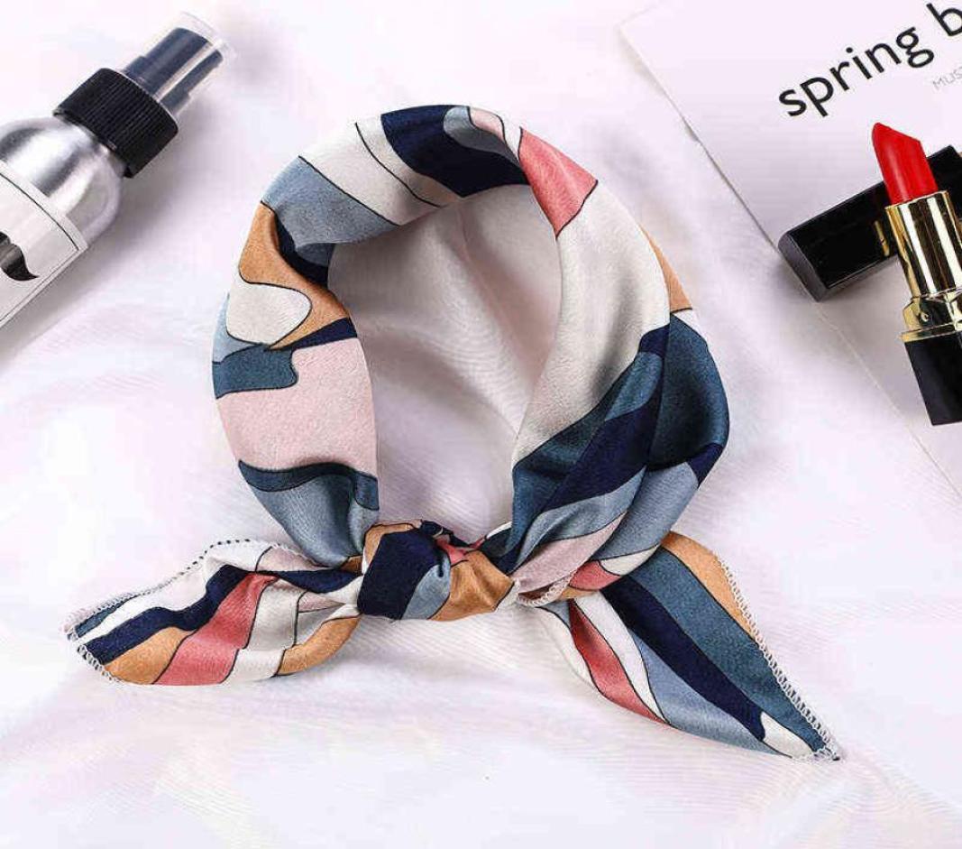 

Square Silk Scarf 2021 Fashion Silk Satin Print Small Head Neck scarf Women Headscarf Kerchief Female Bandana Shawl Accessories Y28449229