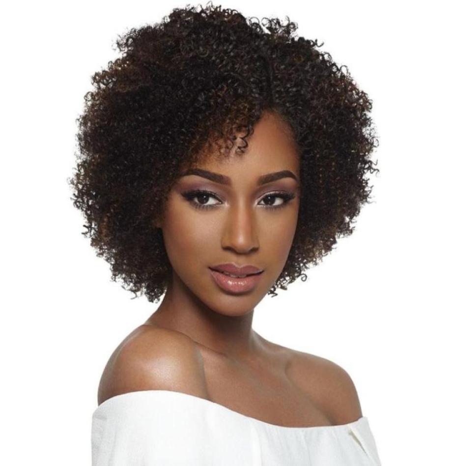 

New high quality women039s brazilian Hair African American kinky curly wig Simulation Human Hair afro short curly wig for lady 8617105085, Black