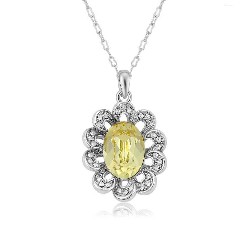 

Pendant Necklaces NL-00248 Crystal Sunflower Necklace For Women Silver Plated Girasoles Jewelry Accessories Birthday Gift Mom