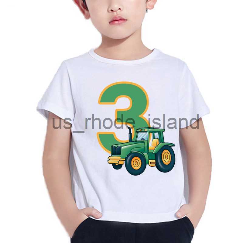 

T-shirts New Boys Cute Farmer Tractor 1-9 Years Old Happy Birthday T Shirt Kids Birthday Party Gift Children Funny Present Clothes x0628, Tljn8