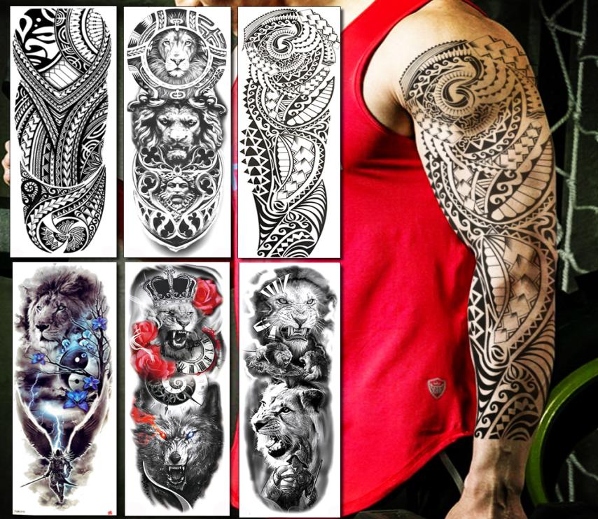 

BAOFULI Full Arm Men Women Temporary Tattoo Sticker Black Long Maori Totem Fake Tattoos Body Art Waterproof Tatoo Sticker Makeup5498914