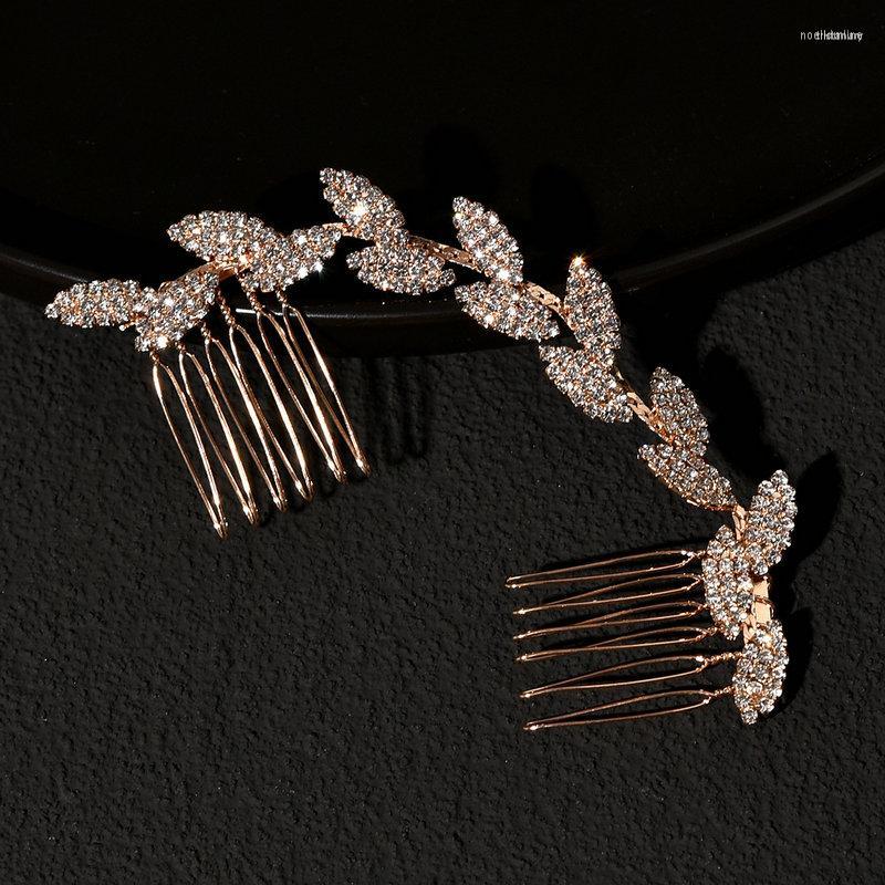 

Hair Clips Bridal Wedding Accessories Rhinestone Leaves Comb Headwear