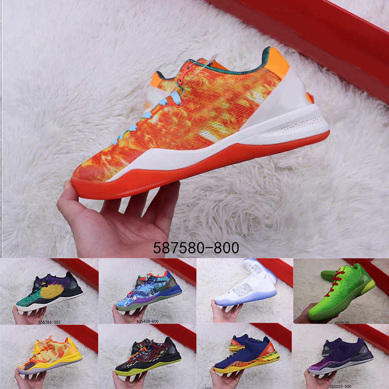 

wholesale Authentic Christmas 8 Protro Grinch 6 Basketball Shoes Mamba Green Apple Volt Crimson Black Man Athletic Shoe Sneakers With Original Box size 40-46 035, 04