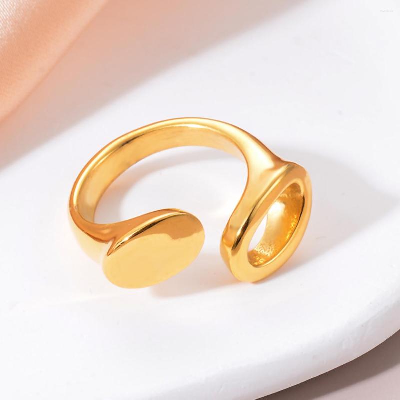 

Wedding Rings Vintage Geometric Gold Plated Stainless Steel Opening Ring WaterProof For Women Finger Jewelry Gift Drop