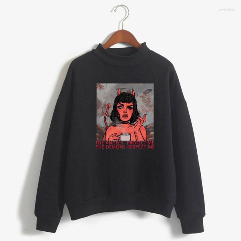 

Women's Hoodies Cartoon Little Devil Girl Print Autumn Fleece Sweatshirt Cute Women Pullover Top 16 Colors Casual Thick Hoodie Female