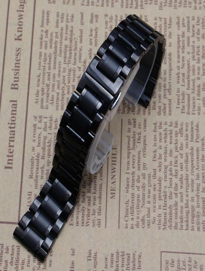 

Watch band replacement common accessories Black metal Stainless steel watchband straps Bracelet 14mm 16mm 18mm 20mm 22mm butterfly1241599