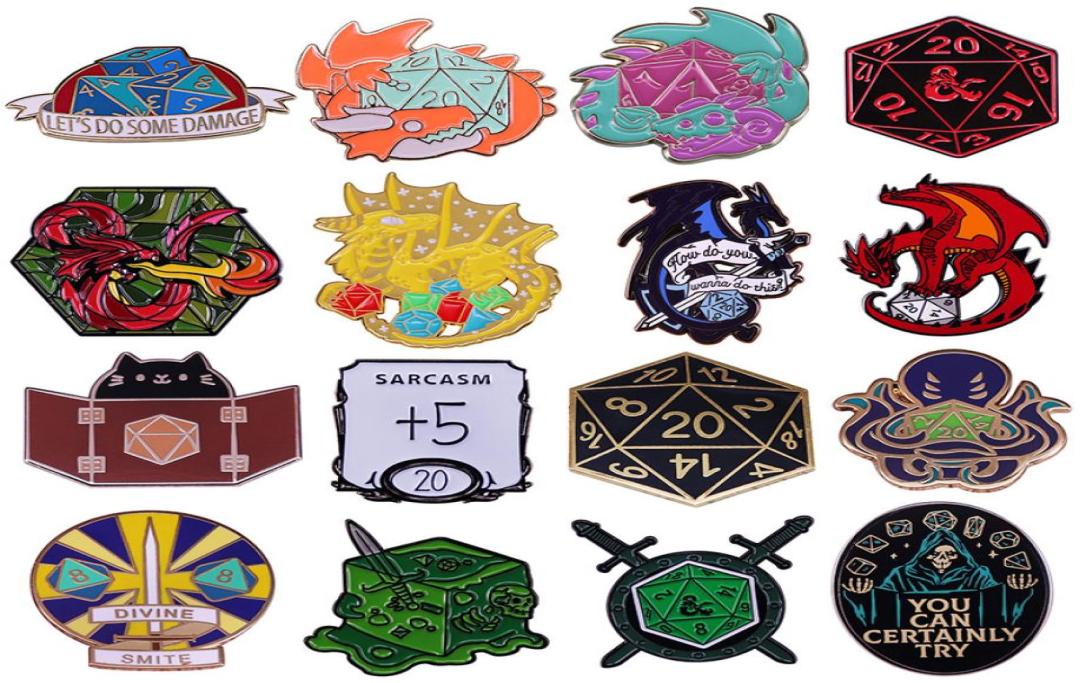 

D20 DnD RPG Permainan Dadu Dungeon Master Enamel Pin Logam Bros Lencana Mode Perhiasan Pakaian Topi Ransel Hadiah Aksesori5901023