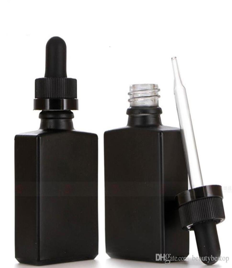 

Whole 30ml matte black square glass dropper bottles for e liquid essential oil glass bottles with pipette dropper 400pcs9052314