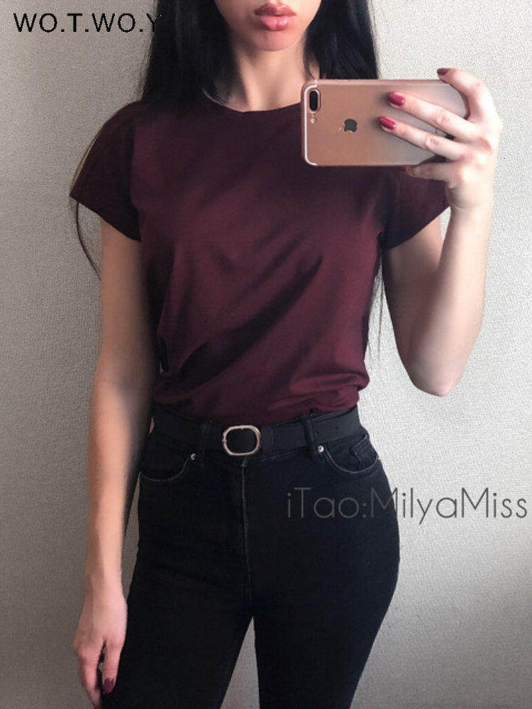 

Women s T Shirt WOTWOY 2023 Summer Casual Solid Slim Fit T shirt Cotton Basic T Shirt Female Knitted Tops Y2k Clothes Korean Fashion Tees 230628, 23002 white
