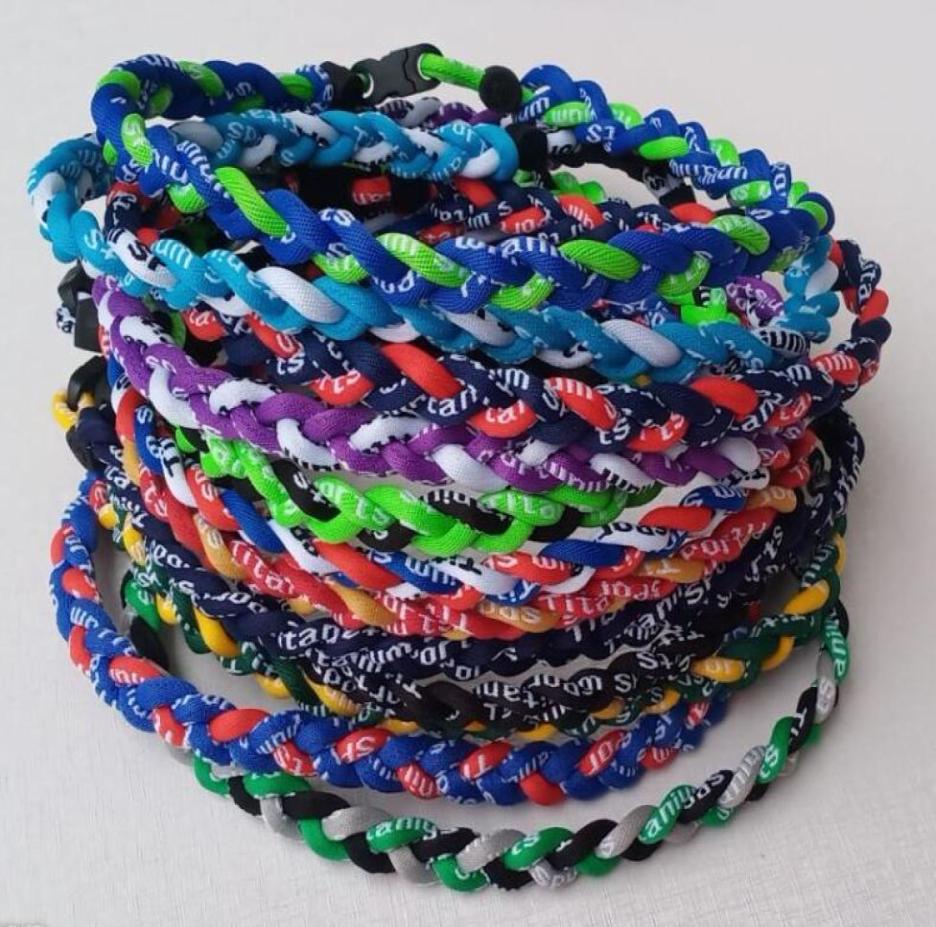

outdoor athletic Titanium Sport Accessories Original men kids boys titanium braided 3 ropes tornado necklaces for SPORTS football 1732078