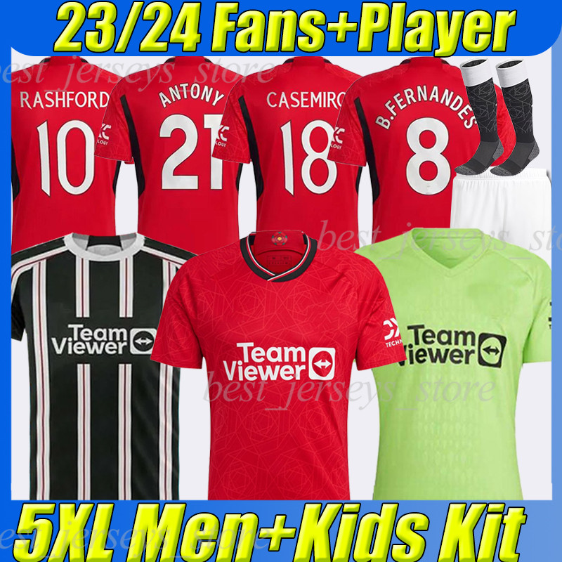 

5XL 23/24 SANCHO soccer jerseys Fans Player BRUNO FERNANDES RASHFORD football shirt 2023 2024 men kids kit MARTINEZ CASEMIRO ANTONY MANCHESTERS Garnacho WEGHORST, 23-24 home