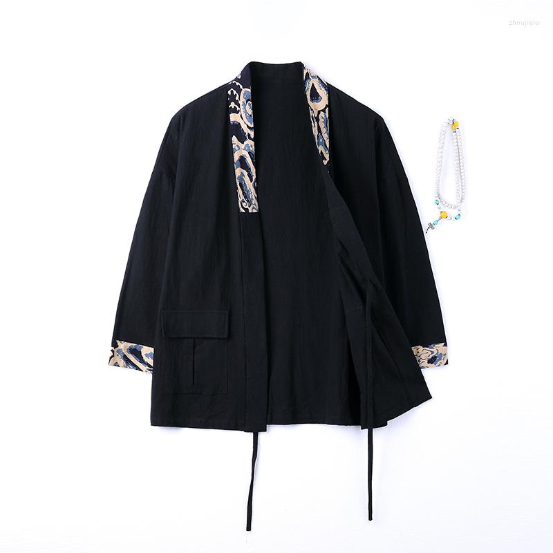 

Men's Casual Shirts Streetwear V-Neck Mens Three Quarter Japanese-Style Leisure Male Fashion Printing Men Open Stitch Large Size M-5XL, Black